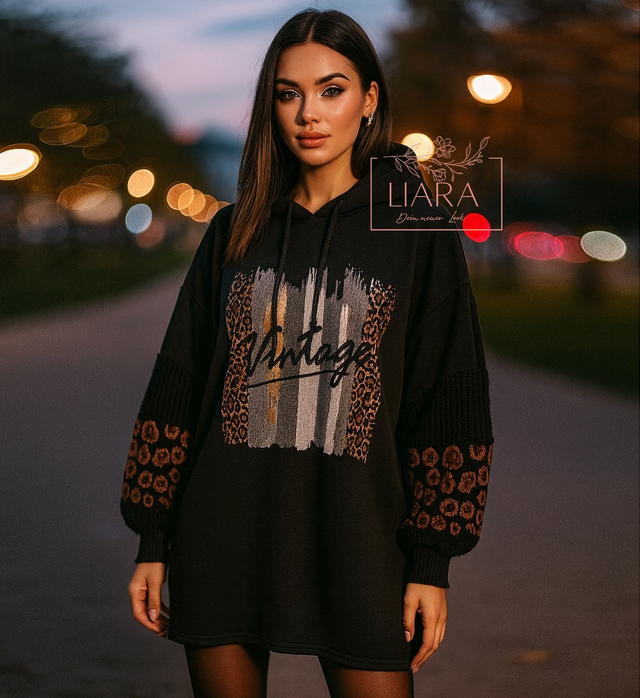 Langer Hoodie schwarz Onesize