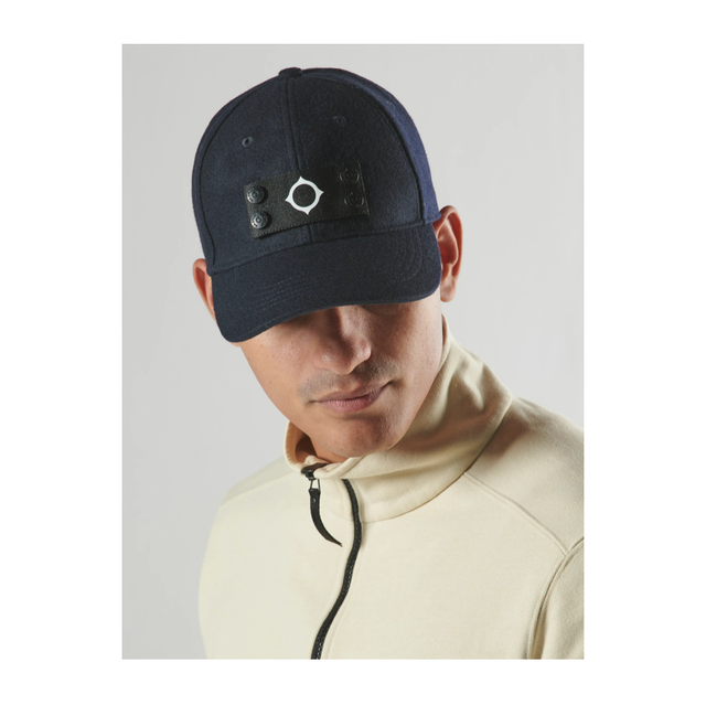 Ma.Strum Wool Badge Cap Ink Navy