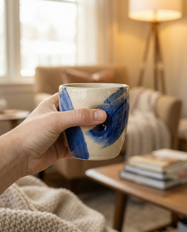 Blue Brushstrokes Dimpled Tumbler
