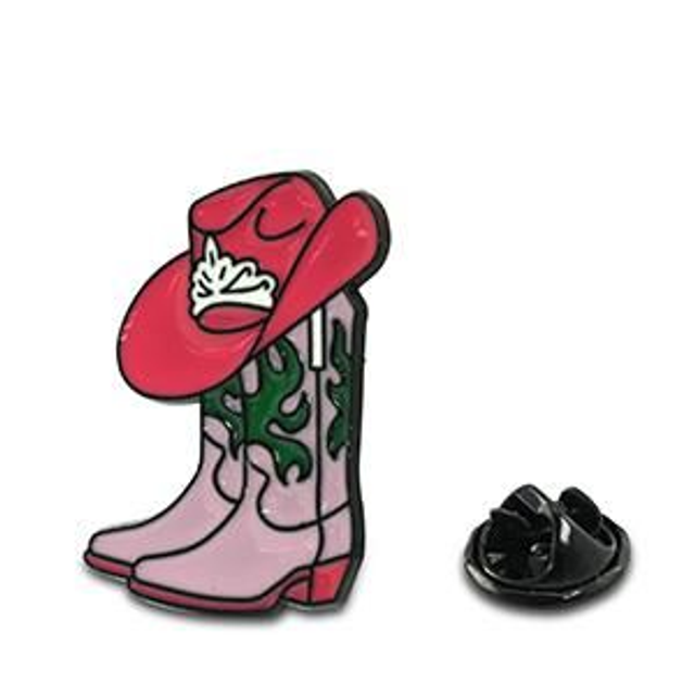 Pin's botte de cow-boy avec chapeau