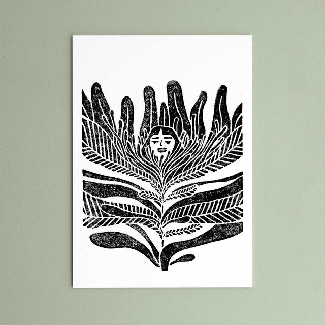 Linogravure "Sortir de son cocon"