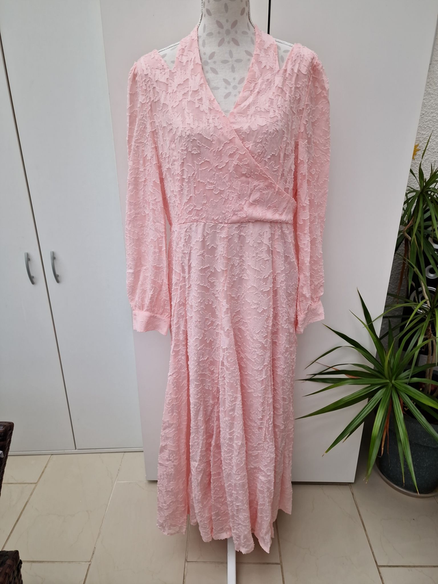 Robe Longue Rose Poudre Fleurs Taille XL (44)
