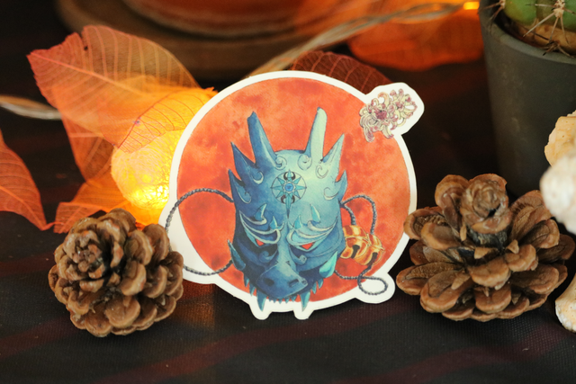 Masque Oni - Obsidien - Stickers 