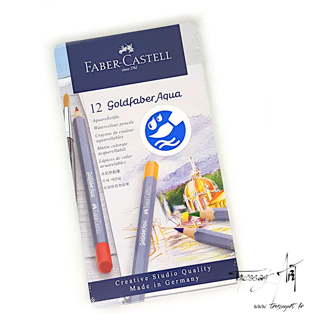 FABER CASTELL - CRAYONS COULEUR AQUARELLABLES GOLDFABER AQUA METAL PAR 12 - FB079