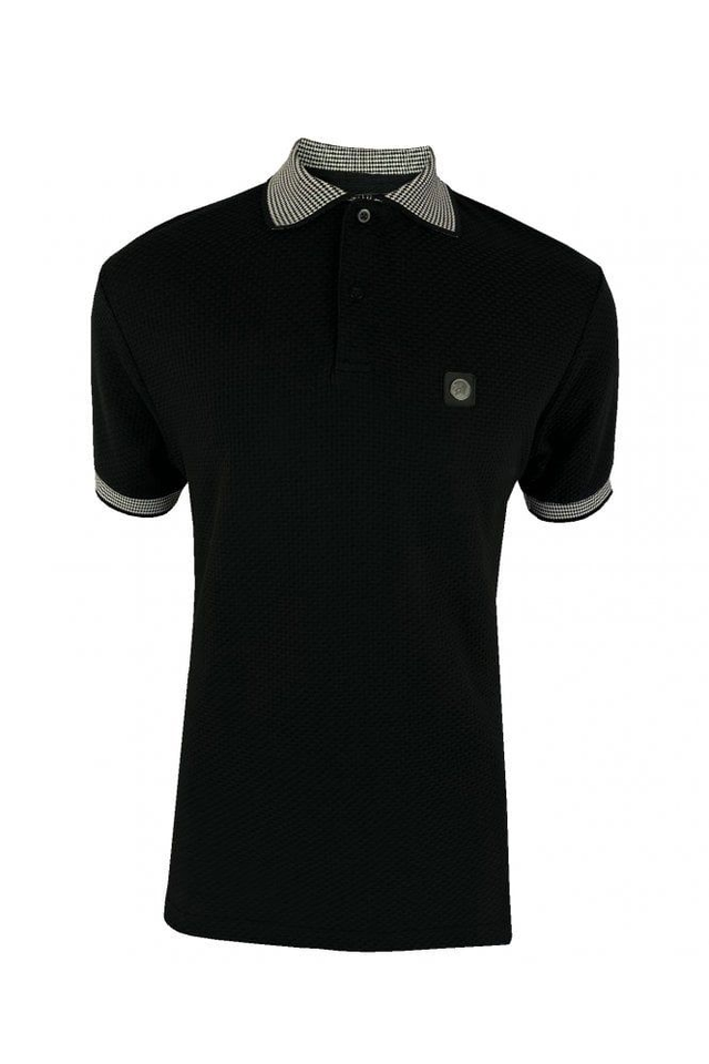 Trojan TR-8931 Jacquard Collar Textured Polo - Black