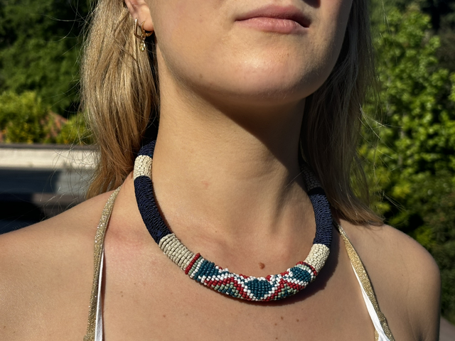 Collar zulu mostacilla azul