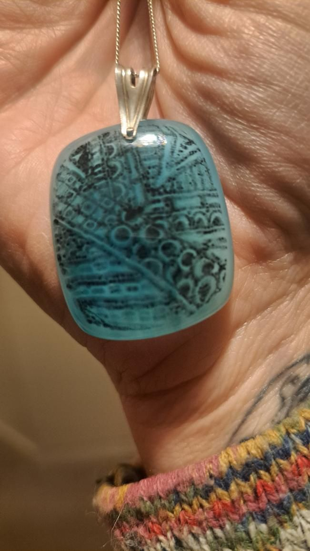 Enameled  blue pendant