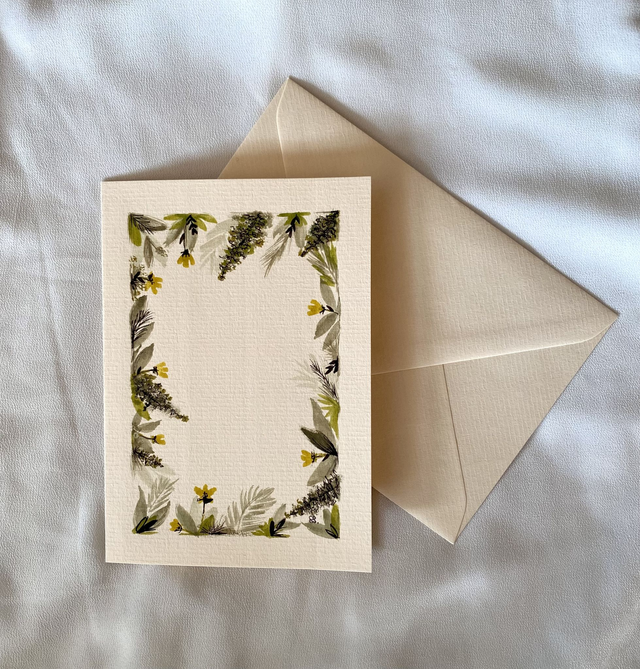 Doppelkarte - Blattrahmen mit gelb