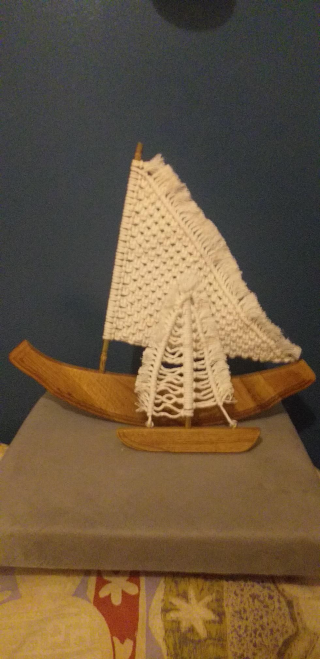Macramé bateaux les 2. Bois chêne 