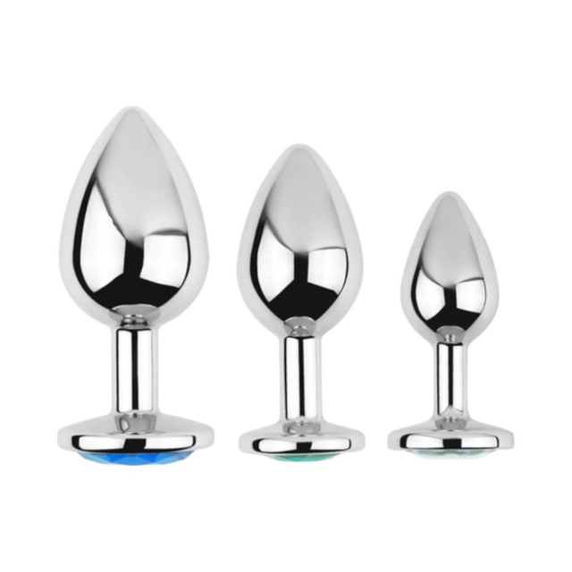 Set de 3 Plug Anal Acero Inoxidable S, M y L Color al Azar