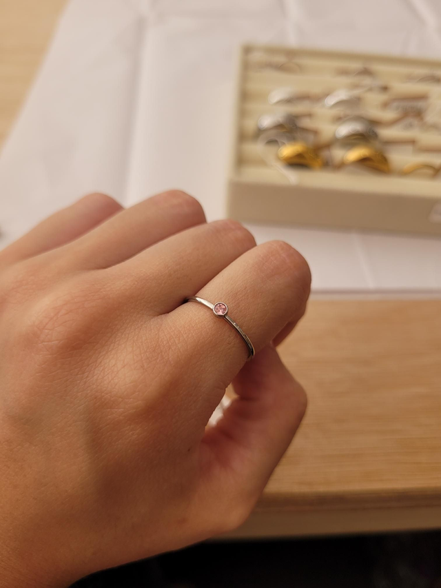 Stainless steel birthstone ring - October - Size L - SL-033