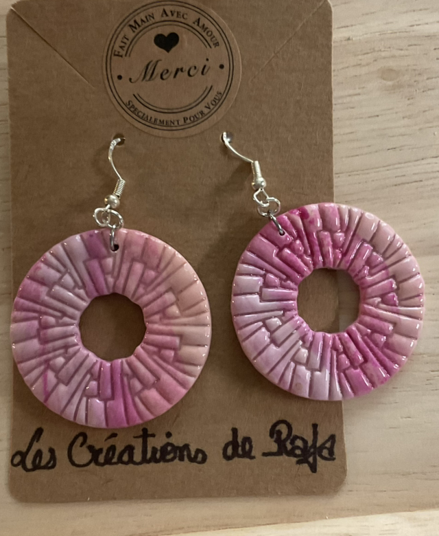 B8 Boucles d’oreilles pendantes en pâte polymère et resineUV ,argentées  en acier inoxydable ,⛔️aux-6ans