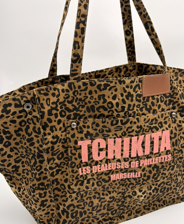 Cabas léopard marron Tchikita phospho