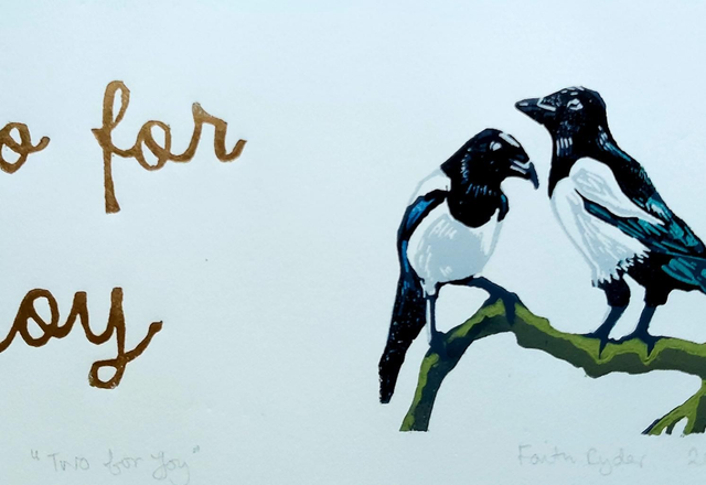 Two for Joy - linoprint