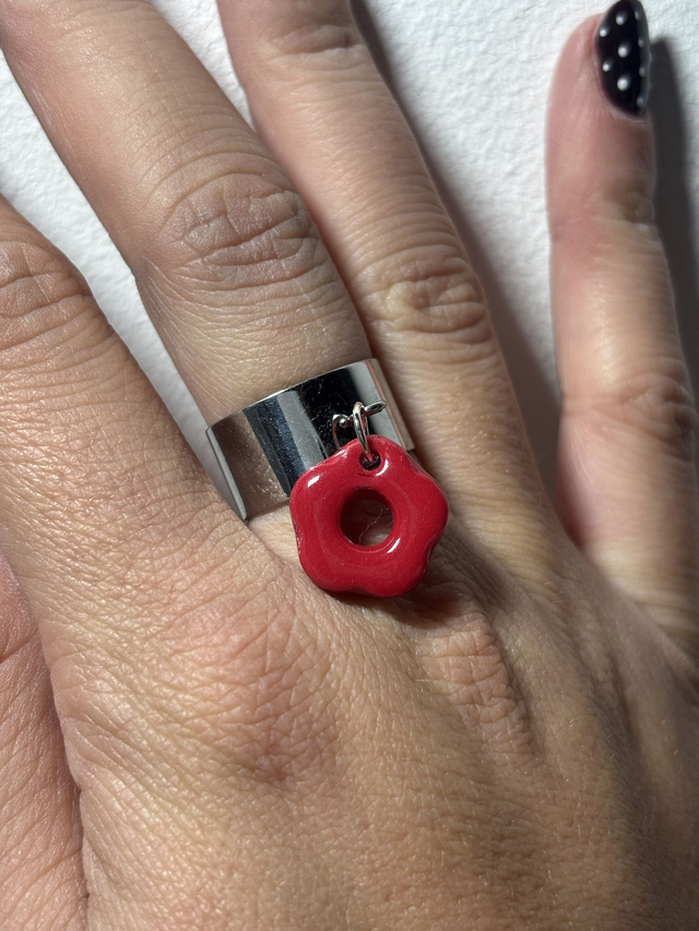 Argent 10mm Pampille Rouge 