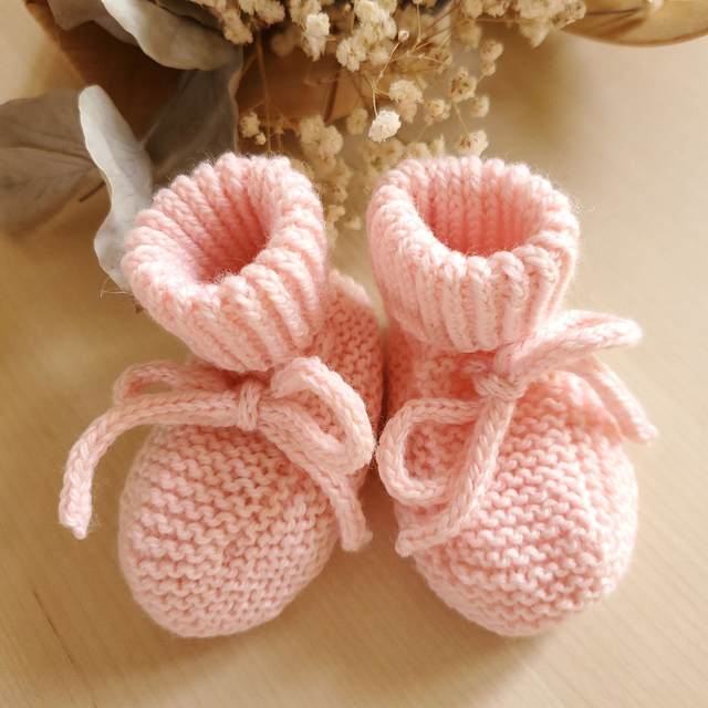 LÉON chaussons roses - taille 0-3 mois