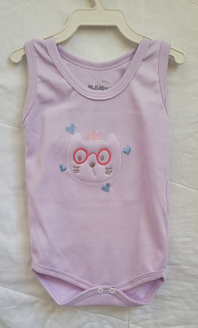 Body Bordado Feminino Lilás Gata