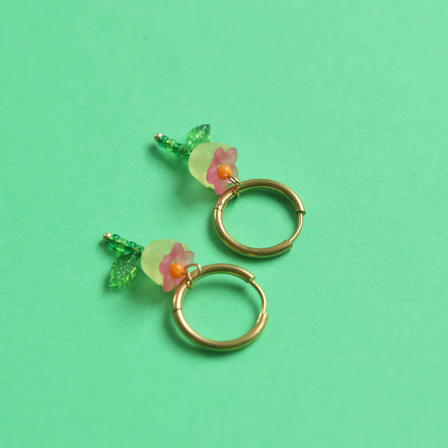 Boucles d'oreilles Tulipes Jaunes &amp; Roses