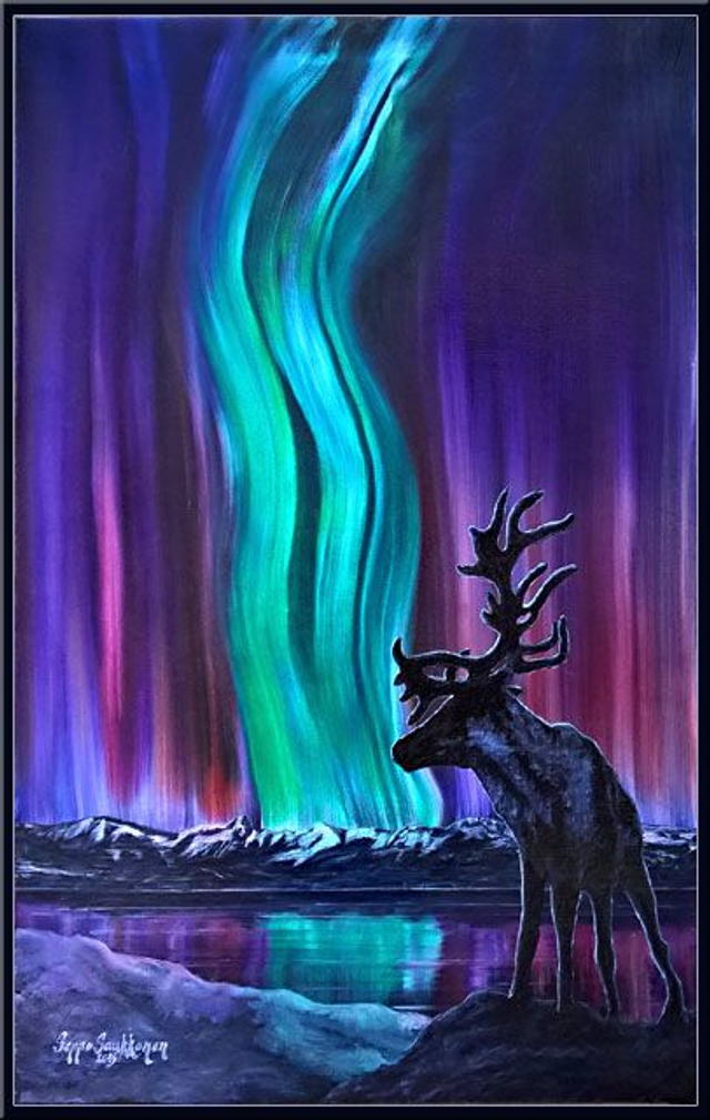 Poro ja revontulet 1. (32x65 cm) 