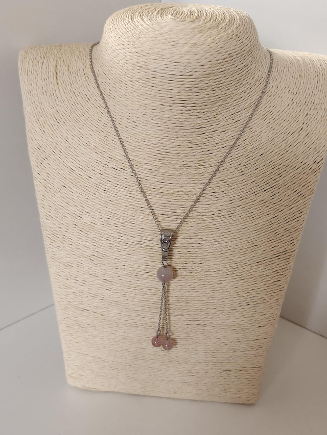 Collier trio quartz rose