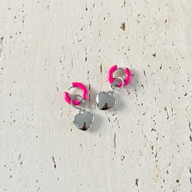 Oorbellen hartjes roze