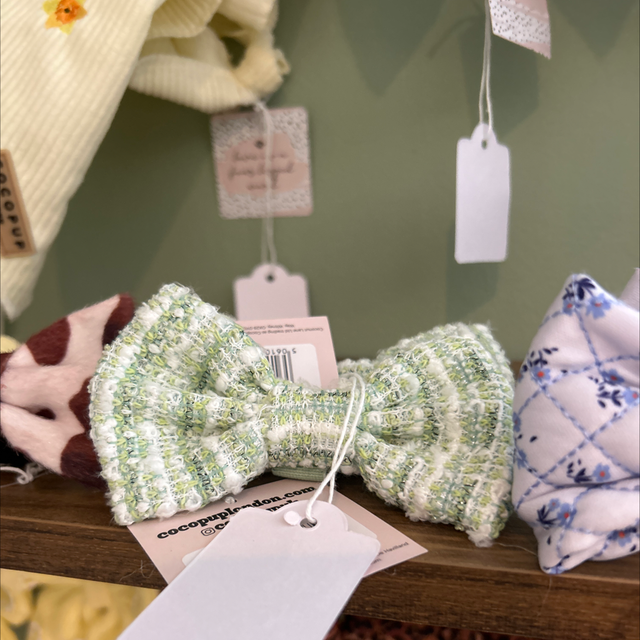 Matcha textured tweed bow tie 