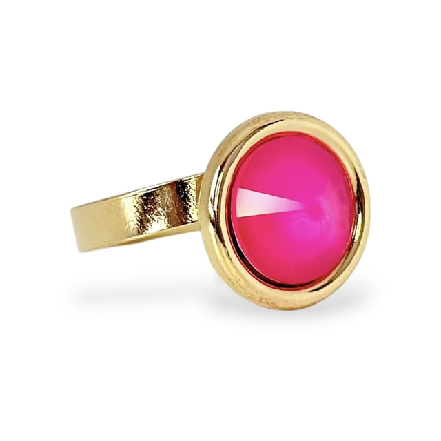 Ring RIVOLI ROLL Electric Pink, vergoldet