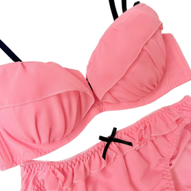 Pink + black Japanese Bra and Underwear set UK 32D  