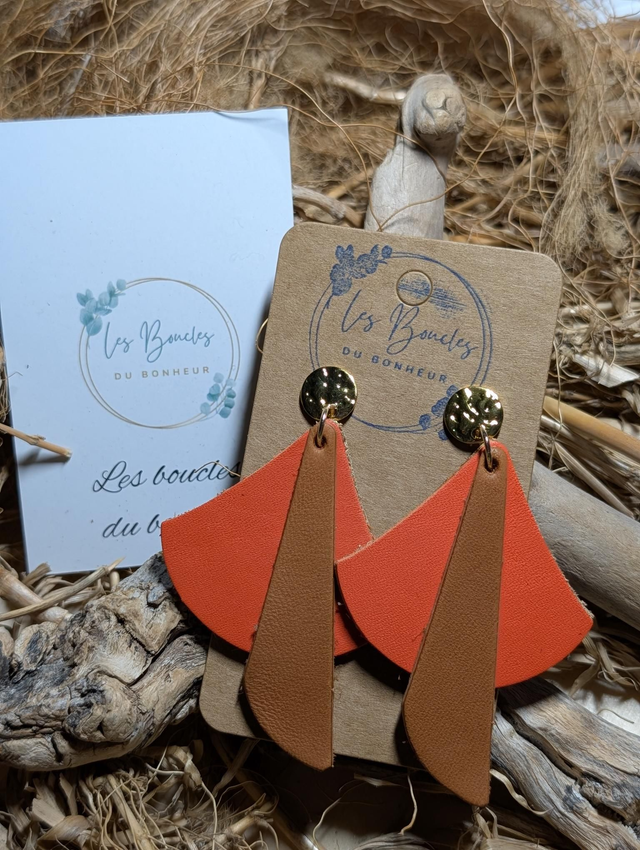 Boucles d'oreilles Georgia orange Camel ge039