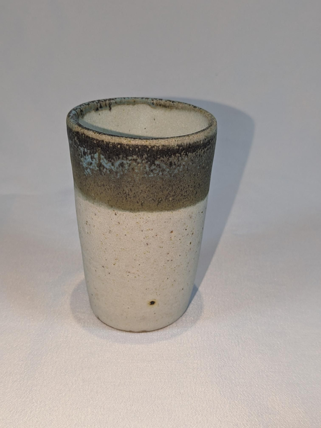 Small turquoise and light oatmeal vase