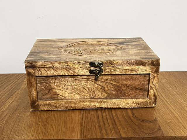 Tea box with six compartments made of Mango wood.