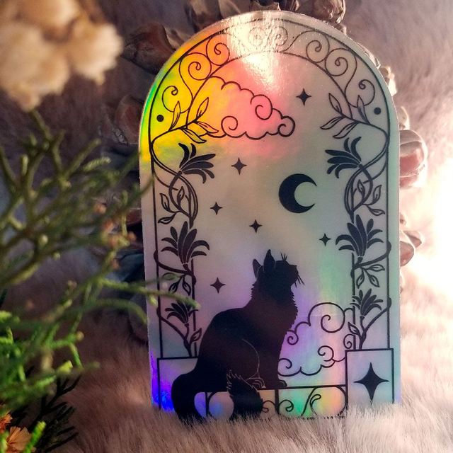 Sticker holographique "Chat noir"