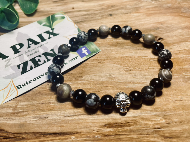 MAUVAIS OEIL Onyx-Agate Botswana-Obsidienne Neige