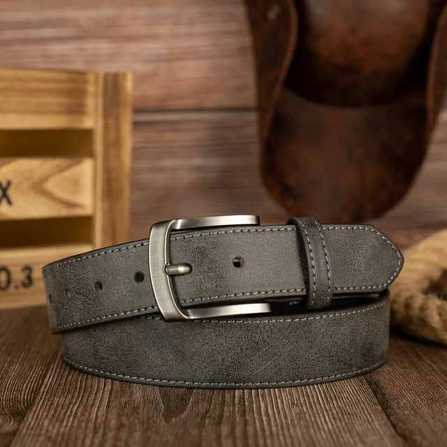 Ceinture pour Hommes cuir Usé avec Boucle à Épingle Tendance 110 cm