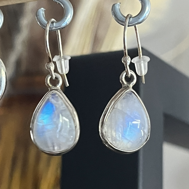 Boucles d’oreilles en argent et Péristérite