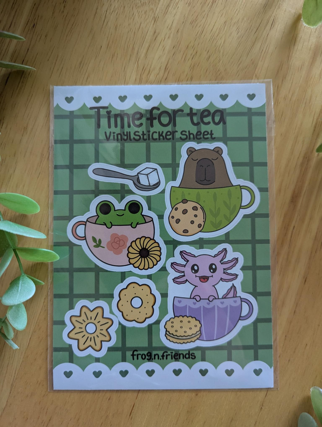 "Time for tea" Vinyl sticker sheet 
