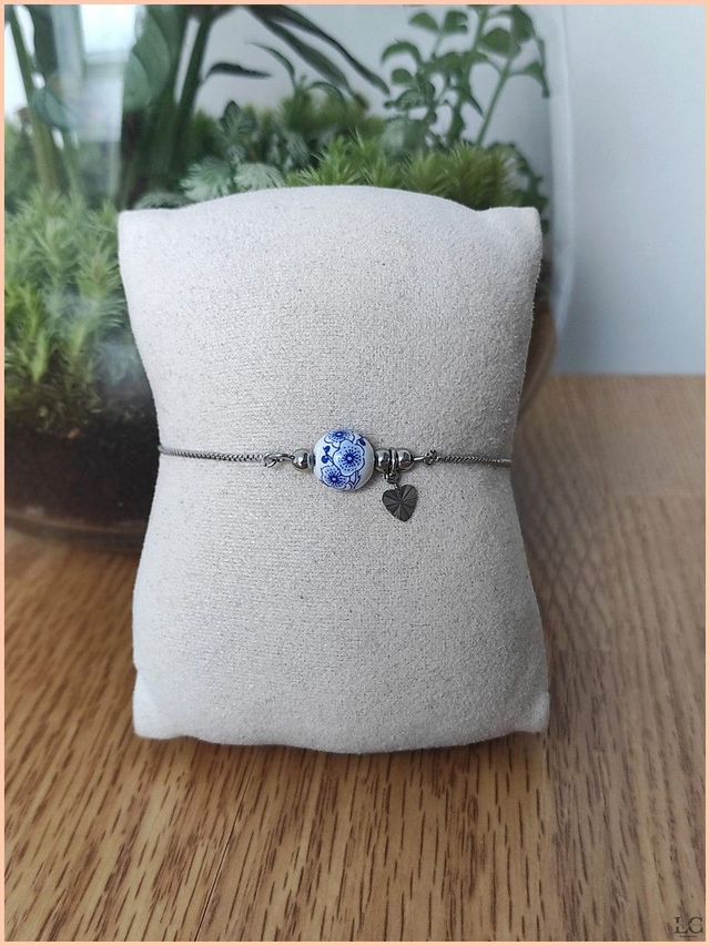 Bracelet coulissant avec breloque - perle céramique