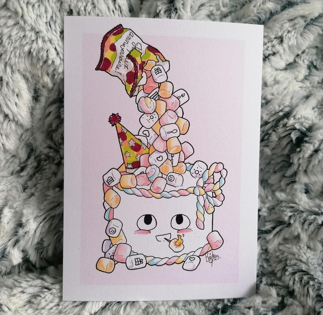 Carte postale à paillettes Anniversaire
