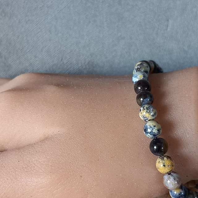 Bracelet ajustable en Jaspe océan