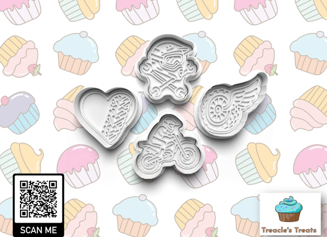 Dirt Bike Theme Fondant/cookie stamps with cutters 