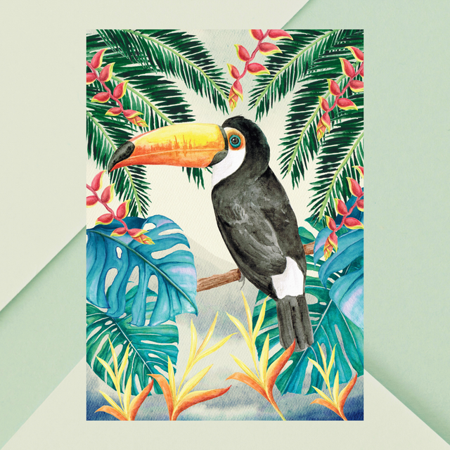Impression Toucan dans la Forêt Tropicale d'Amazonie - Décoration Murale Exotique / Toucan in Amazon Rainforest Art Print - Exotic Wall Decor