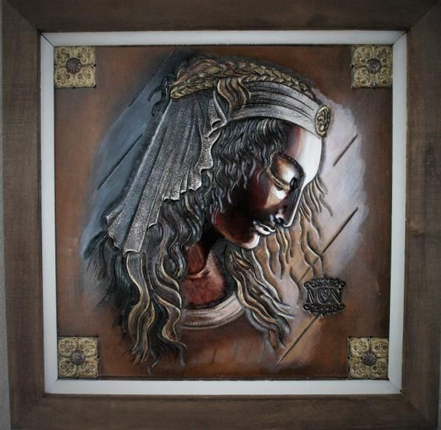 Tableau sur cuir, Etoile du matin, Mauresque