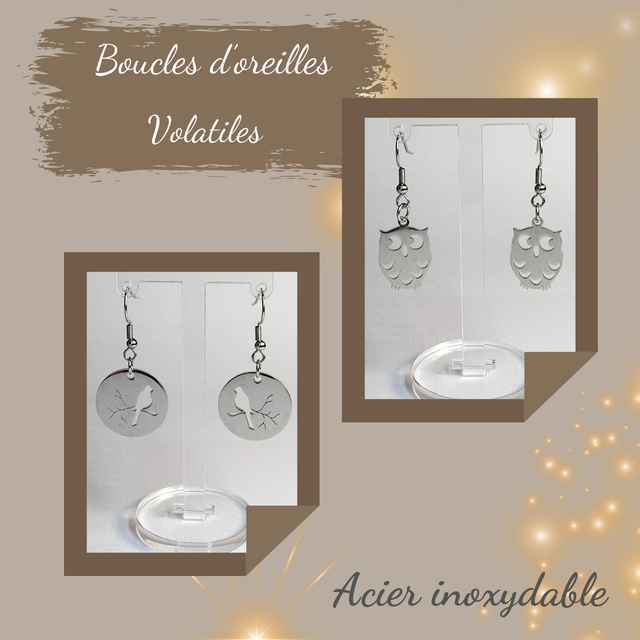 Boucles d&#039;oreilles Acier inoxydable - Volatiles