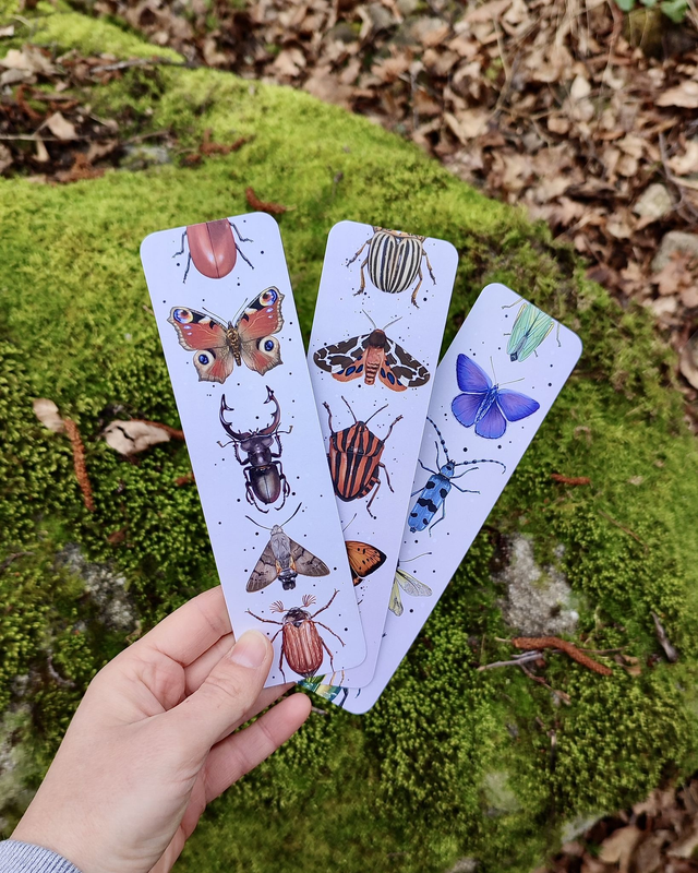 Lot de 3 marque-page - motif INSECTES
