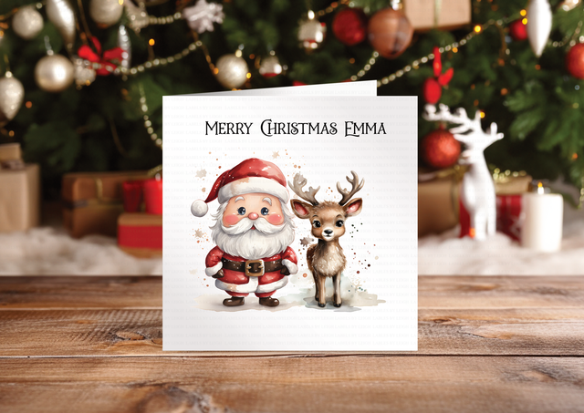 Personalised Santa and Reindeer Card