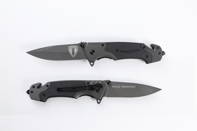 Couteau de patrouille pliant, coupe sangle, brise vitre