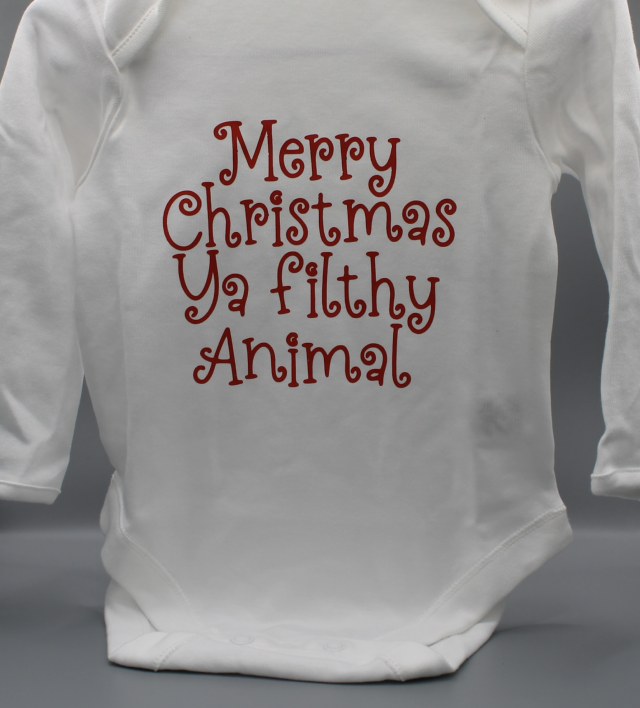 Merry Christmas Ya Filthy Animal Baby Vest