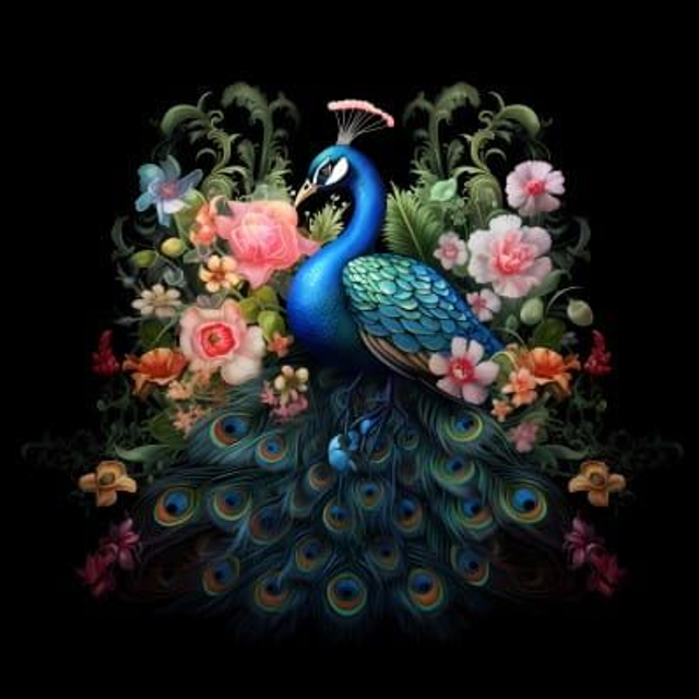 Panneau Paon en Microfibres - 30x30cm