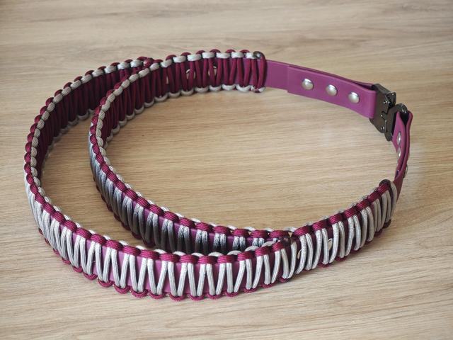 Collier en biothane + poignée intégrée + tressage paracorde dessus RÉGLABLE 