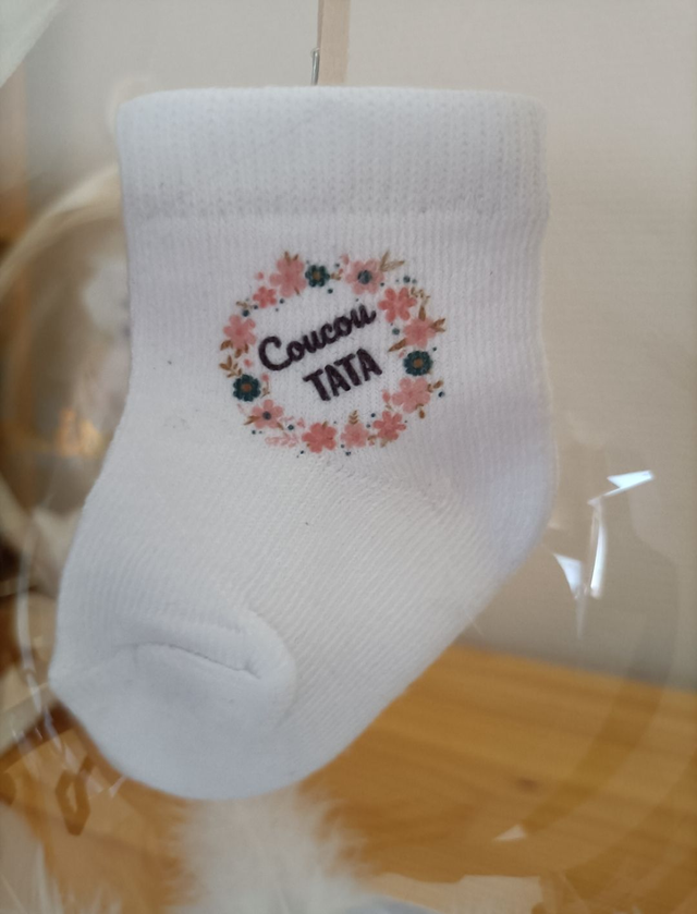 Chaussettes demande marraine personnalisables - Motif Fleuri đž